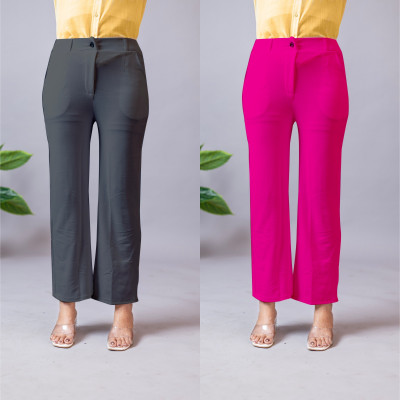 INDIANRANG Regular Fit Women Grey, Pink Trousers