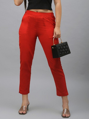 Me Craft Regular Fit Women Red Trousers