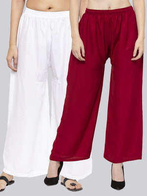 VALLES365 by S.c. Flared Women White, Maroon Trousers