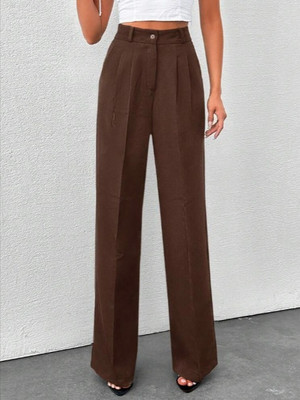BLUELOCK Straight Fit Women Brown Trousers