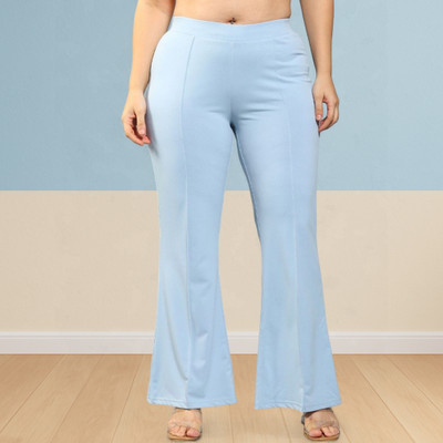 Looksky Loose Fit Women Light Blue Trousers