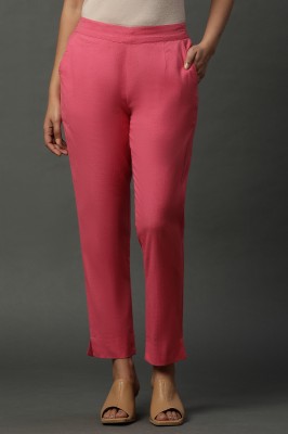 Aurelia Slim Fit Women Pink Trousers