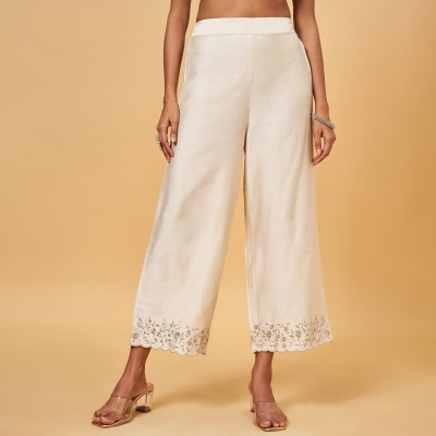 Rangmanch by Pantaloons Straight Fit Women White Trousers