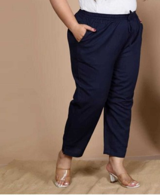 CrownCherry Regular Fit Women Dark Blue Trousers