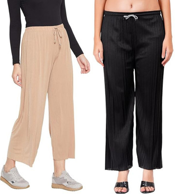 Khdijh Creation Regular Fit, Comfort Fit Women Black, Beige Trousers