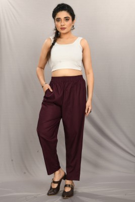 The Loomcraft Regular Fit Women Purple Trousers