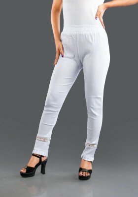 Hyiskyer Regular Fit Women White Trousers