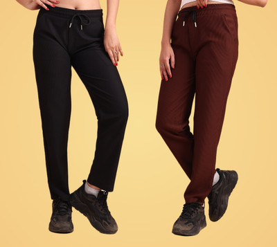 GIBBONTE Self Design Women Black, Brown Track Pants
