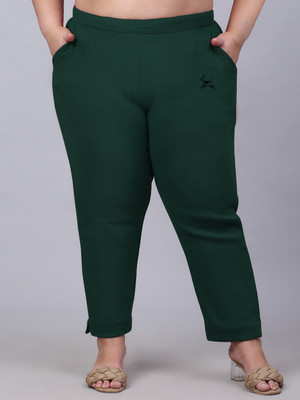 Trend Level Regular Fit Women Dark Green Trousers