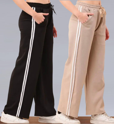 Krishna Enterprises Striped Women Black, Beige Track Pants