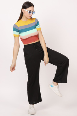 CLOTHINK India Regular Fit Women Black Trousers