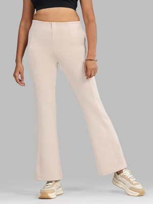 BlissClub Bare Butter Flare Pants - Tall Flared Women Beige Trousers