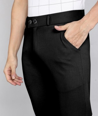 USIGO Comfort Fit, Regular Fit Men Black Trousers