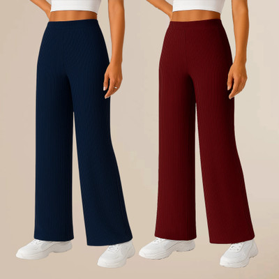 METRONAUT Comfort Fit Women Blue, Maroon Trousers