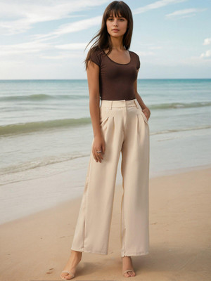 KOTTY Regular Fit Women Beige Trousers