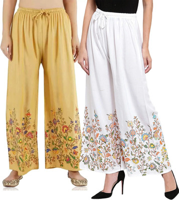 OMAAYA Comfort Fit Women Beige, White Trousers