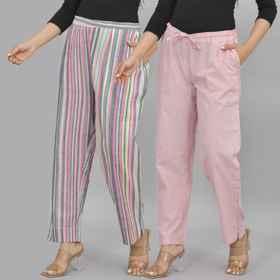 QuaClo Regular Fit Women Multicolor, Pink Trousers