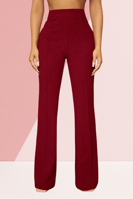 AKOTTY Comfort Fit, Regular Fit Women Maroon Trousers