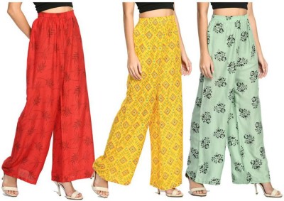 IndiWeaves Regular Fit Women Red, Yellow, Green Trousers