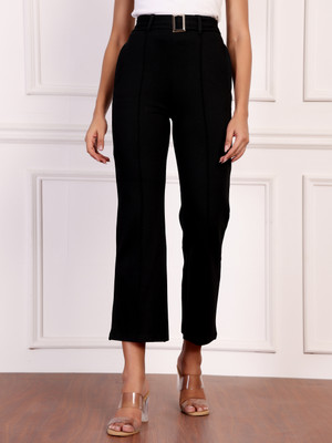 Deewa Slim Fit Women Black Trousers