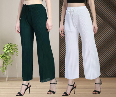 IRHA Relaxed Women Green, White Trousers