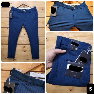 Blends Trendz Regular Fit Men Dark Blue Trousers