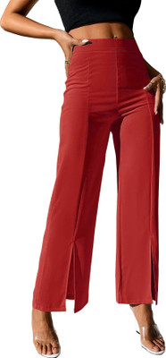 Sugathari Slim Fit Women Red Trousers