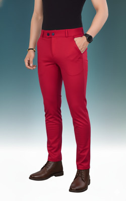 SK Clasy Slim Fit Men Maroon Trousers
