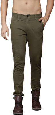 Roadster Slim Fit Men Green Trousers