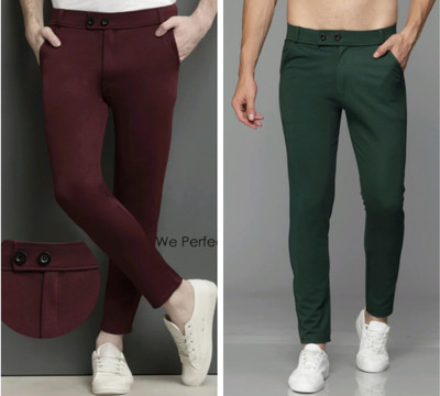 chirag enterprises Regular Fit Men Maroon Trousers