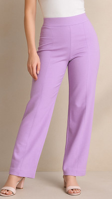 NUCLOTHS Relaxed Women Purple Trousers