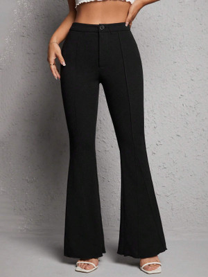 TESSORA Regular Fit Women Black Trousers