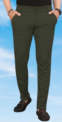 Advikfashion Slim Fit Men Dark Green Trousers