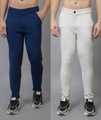 ynam Slim Fit Men Blue, White Trousers