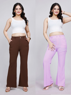 NJFAB Relaxed Women Brown, Purple Trousers