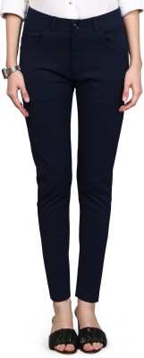 METRONAUT Slim Fit Women Cotton Blend Blue Trousers