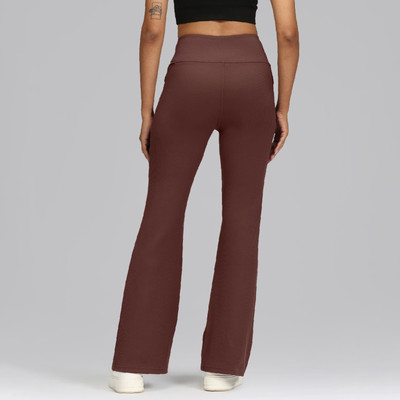 BlissClub RibSupreme Flare Pants - Tall Flared Women Maroon Trousers