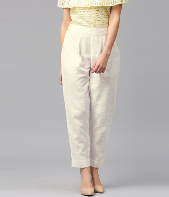 SVK Etail Regular Fit Women Cream Trousers