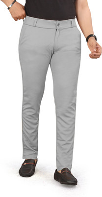 Raienterprises Slim Fit Men Silver Trousers