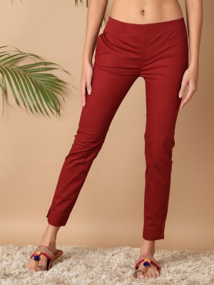 V-MART Regular Fit Women Maroon Trousers