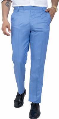 ALJAAMI Regular Fit Men Light Blue Trousers