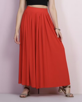 Moda Rapido Flared Women Red Trousers