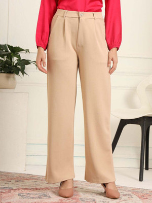 High Glitz Regular Fit Women Beige Trousers