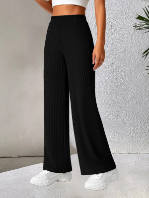 Fabflee Regular Fit Women Black Trousers