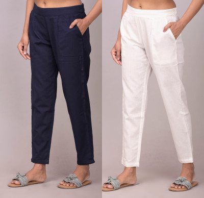Tanusiya Regular Fit Women Blue, White Trousers