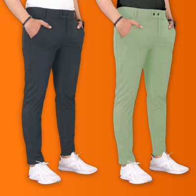 GIBBONTE Slim Fit Men Grey, Green Trousers