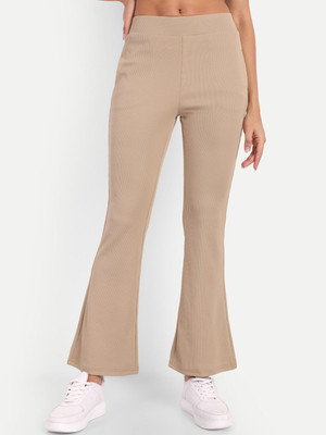 NEXT ONE Flared Women Beige Trousers