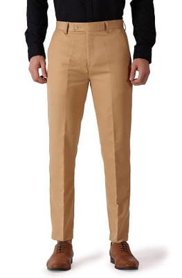 BBASIC Regular Fit Men Khaki Trousers
