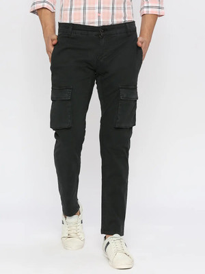 Spykar Slim Fit Men Black Trousers