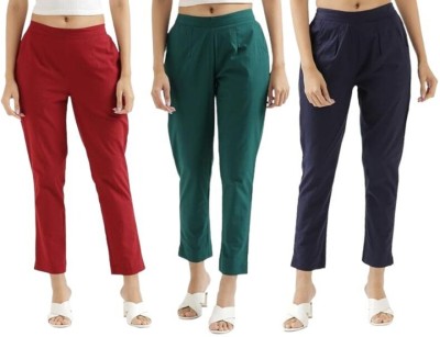 Dexus Regular Fit Women Maroon, Green, Blue Trousers